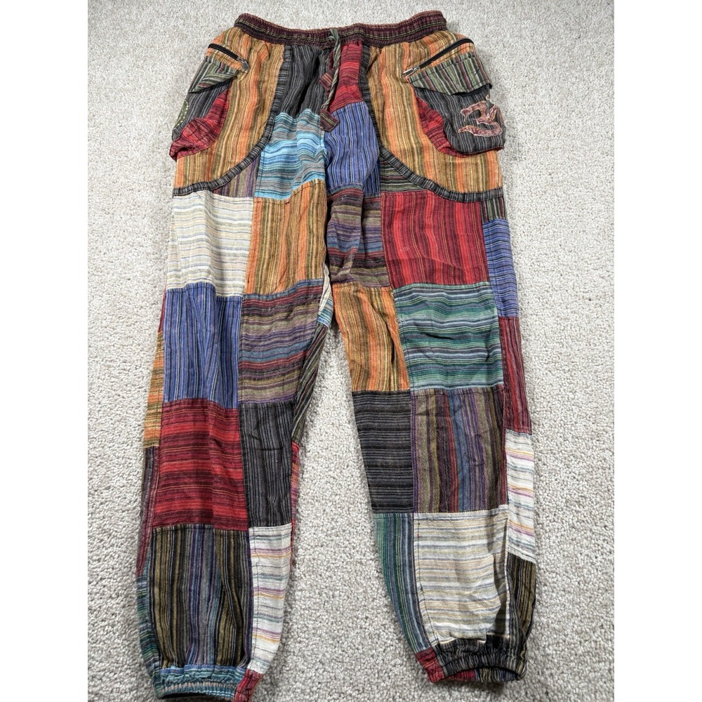 Rising International Patchwork Jogger Cargo Pants Women's Sz Small Boho Festival